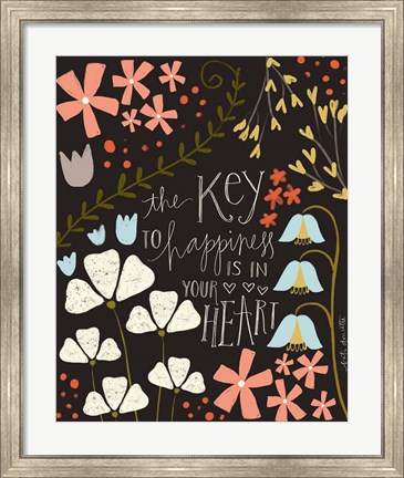 Framed Key to Happiness Print