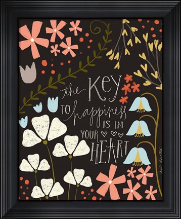 Framed Key to Happiness Print