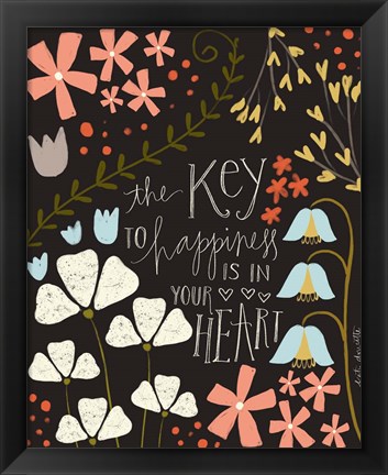 Framed Key to Happiness Print