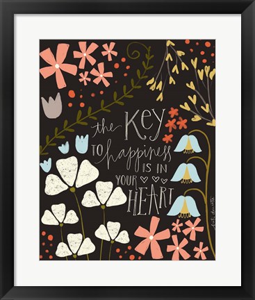 Framed Key to Happiness Print