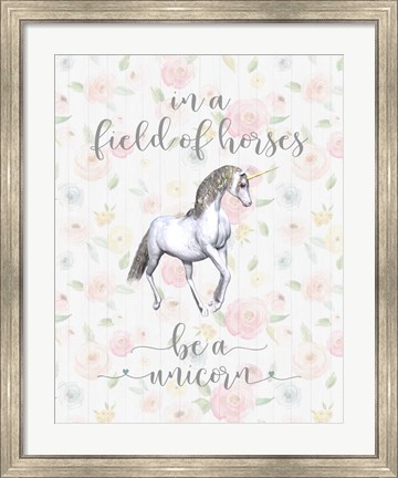 Framed Be a Unicorn Floral Print