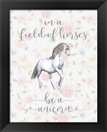 Framed Be a Unicorn Floral Print