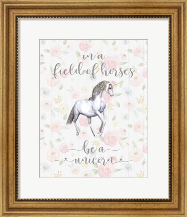 Framed Be a Unicorn Floral Print