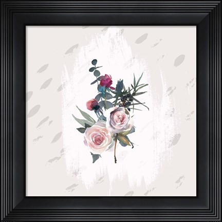 Framed Floral Bouquet on Grunge Square Print