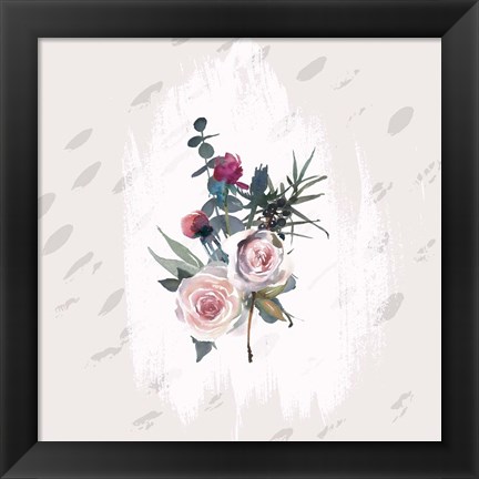 Framed Floral Bouquet on Grunge Square Print