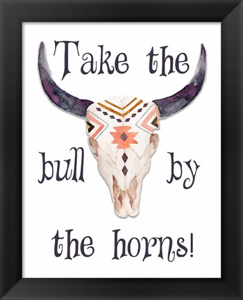 Framed Bull by the Horns Print