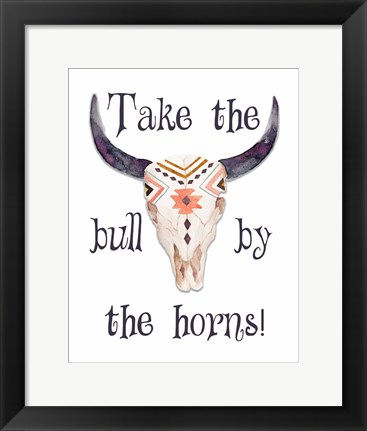 Framed Bull by the Horns Print