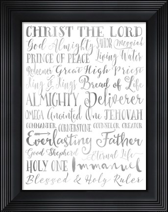 Framed Silver Names of God Print