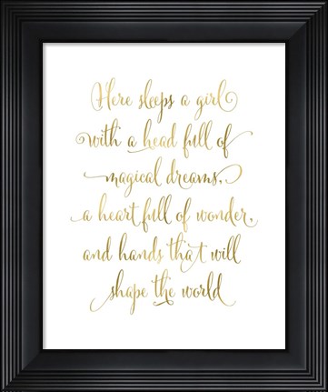 Framed Here Sleeps a Girl Print