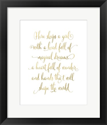 Framed Here Sleeps a Girl Print