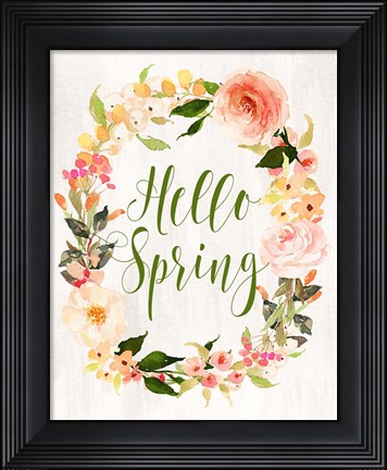 Framed Hello Spring Wreath II Print