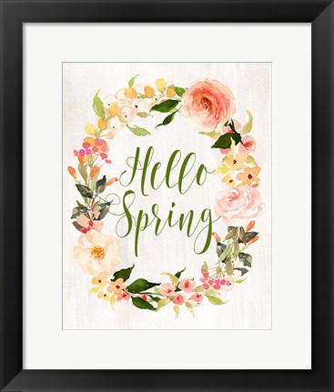 Framed Hello Spring Wreath II Print