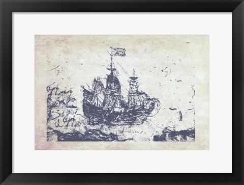 Framed Navy Frigate I Print