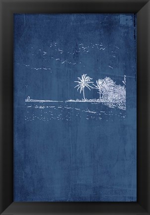 Framed Navy Beach Palm II Print