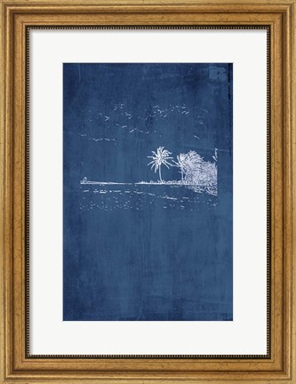 Framed Navy Beach Palm II Print