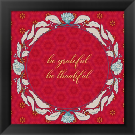 Framed Lotus Motif Wreath Print