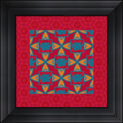 Framed Lotus Tile Colored II Print