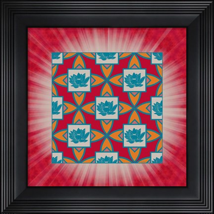 Framed Lotus Tile Colored Print
