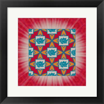 Framed Lotus Tile Colored Print