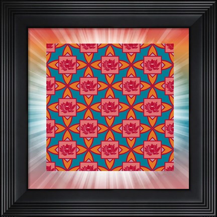 Framed Lotus Tile Color I Print
