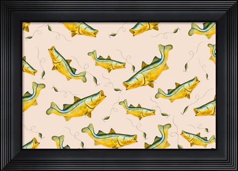Framed Wishin I Was Fishin Pattern Print
