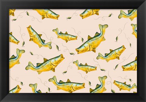 Framed Wishin I Was Fishin Pattern Print