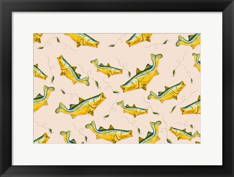 Framed Wishin I Was Fishin Pattern Print