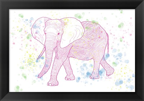 Framed Happy Mama Elephant Print