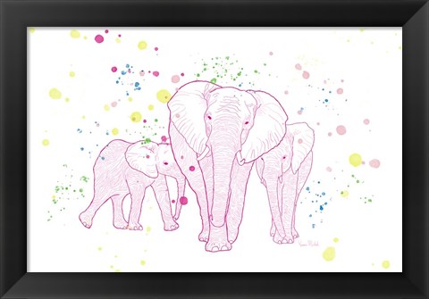 Framed Happy Elephant Print