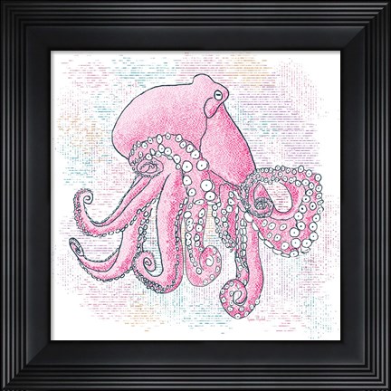 Framed Octopus Hot Pink Print
