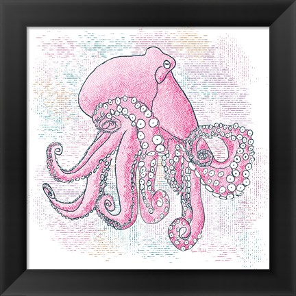 Framed Octopus Hot Pink Print