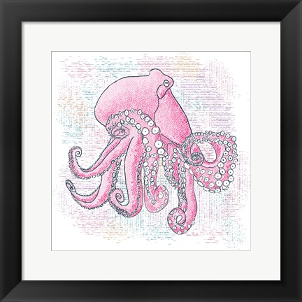 Framed Octopus Hot Pink Print