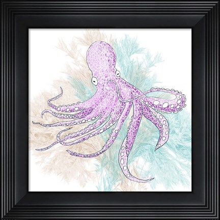 Framed Octopus Purple Print