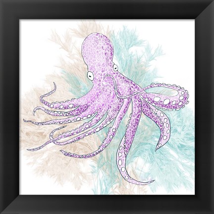 Framed Octopus Purple Print