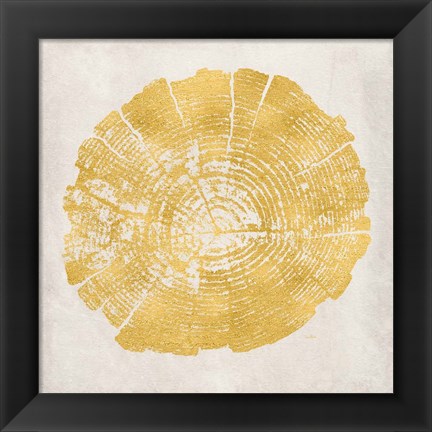 Framed Tree Stump Golden I Print