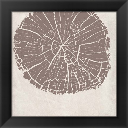 Framed Tree Stump Taupe Reverse Print