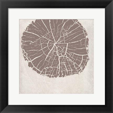 Framed Tree Stump Taupe Reverse Print
