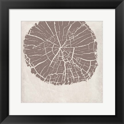 Framed Tree Stump Taupe Reverse Print