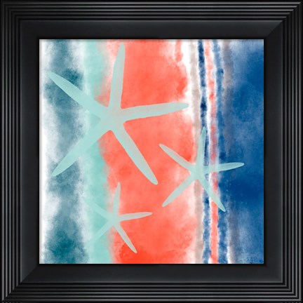 Framed Starfish Stripes Print
