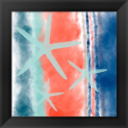 Framed Starfish Stripes Print