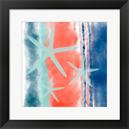 Framed Starfish Stripes Print