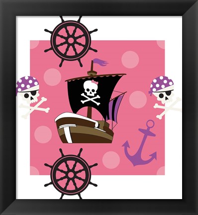 Framed Ahoy Pirate Girl I Print