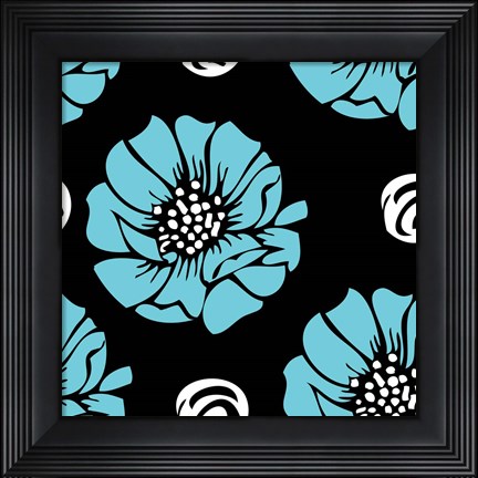 Framed Bold Turquoise Flower I Print