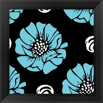 Framed Bold Turquoise Flower I Print