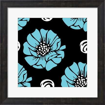 Framed Bold Turquoise Flower I Print