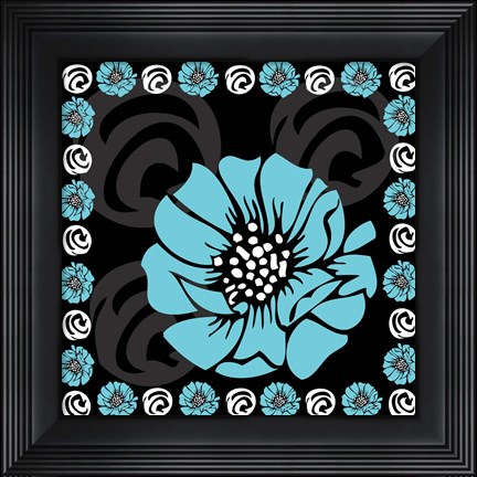 Framed Bold Turquoise Flower X Print