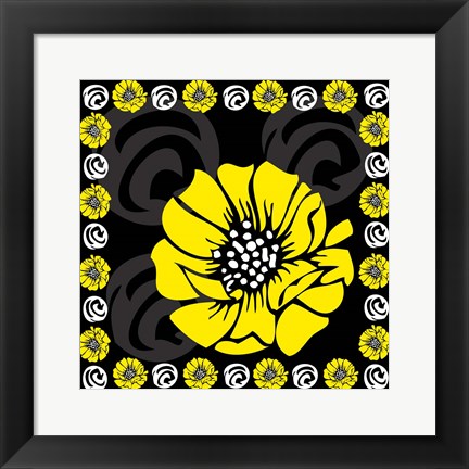 Framed Bold Yellow Flower X Print