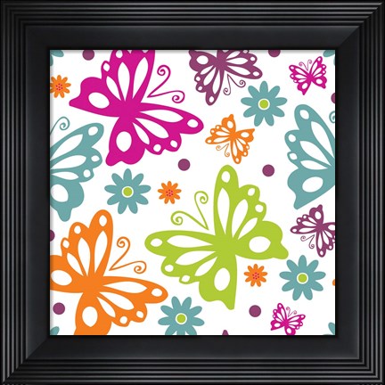 Framed Butterflies and Blooms Lively II Print
