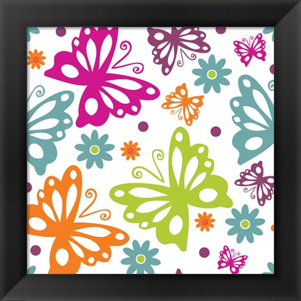 Framed Butterflies and Blooms Lively II Print