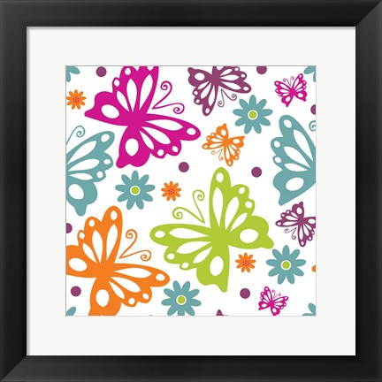 Framed Butterflies and Blooms Lively II Print